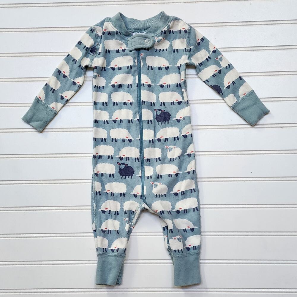 Hanna Andersson Sheep Sleeper Pajamas Size 3-6 Months Blue